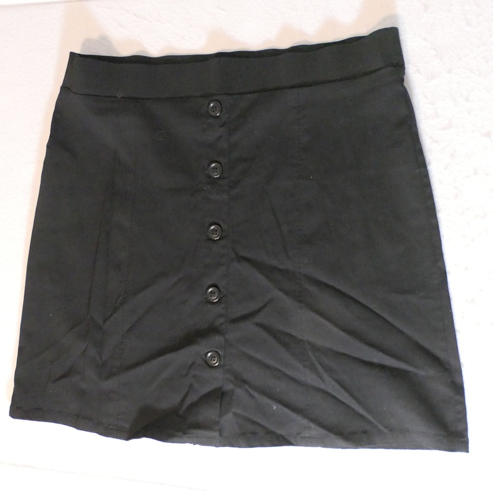 Counterparts Womens Button Front Mini Skirt 12 Black Dark Academia Grunge Goth